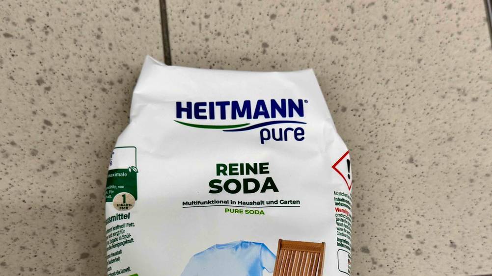 Waschsoda im Test: Nahaufnahme der Verpackung mit Logo und Artikelbezeichnung.