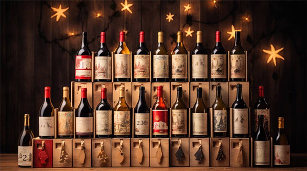 Wein-Adventskalender im Test: Eine große Auswahl verschiedener Flaschen