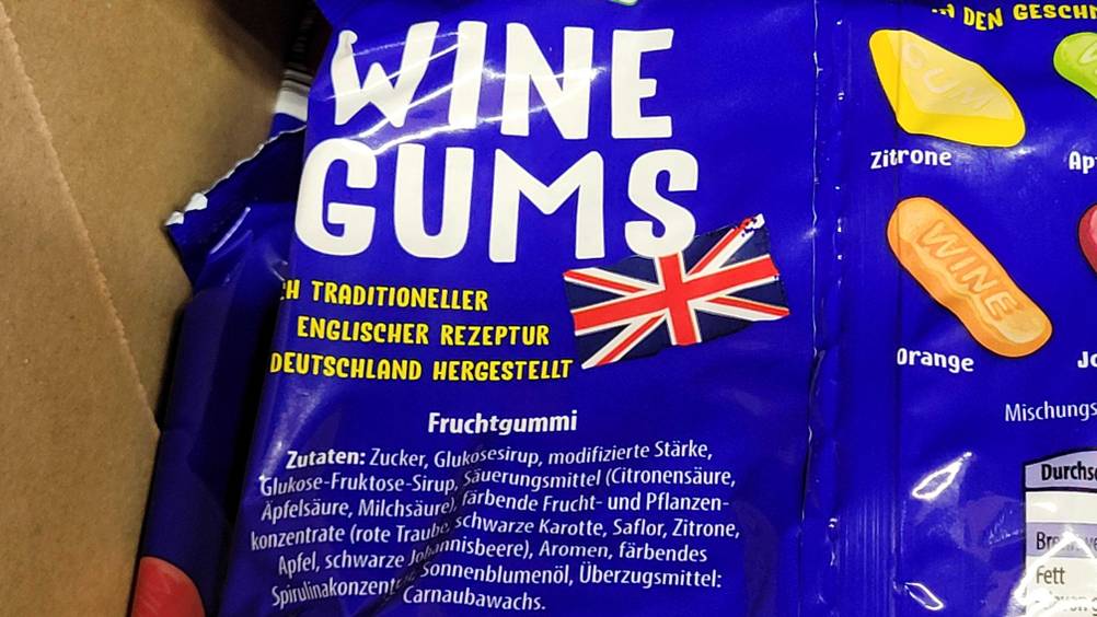 Rückseite der Packung der Weingummis im Test.