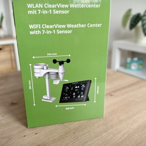 Auf der Verpackung der Bresser-Wetterstation können die Maße entnommen werden.