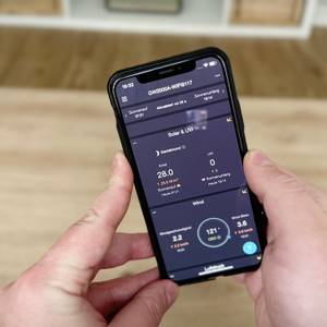 Die App der Ecowitt-Wetterstation zeigt Daten an.