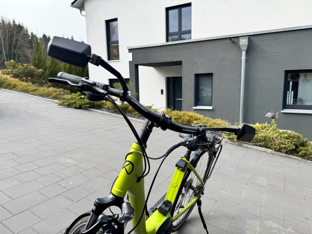 Die Wittkop 89010030 von hinten an einem Fahrradspiegel montiert