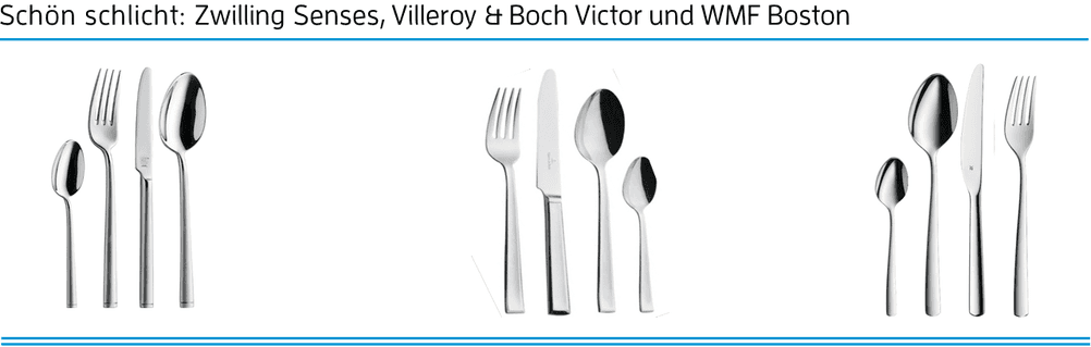 Übersicht schlichter Bestecks