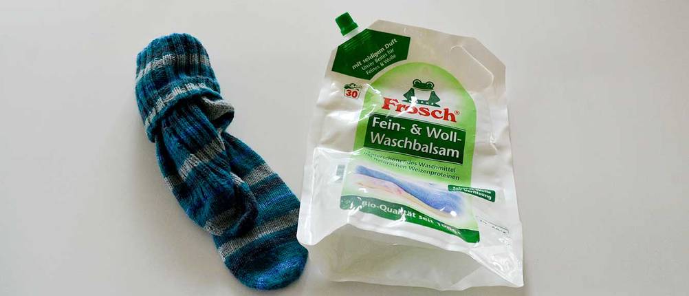 wollsocke mit wollwaschmittel