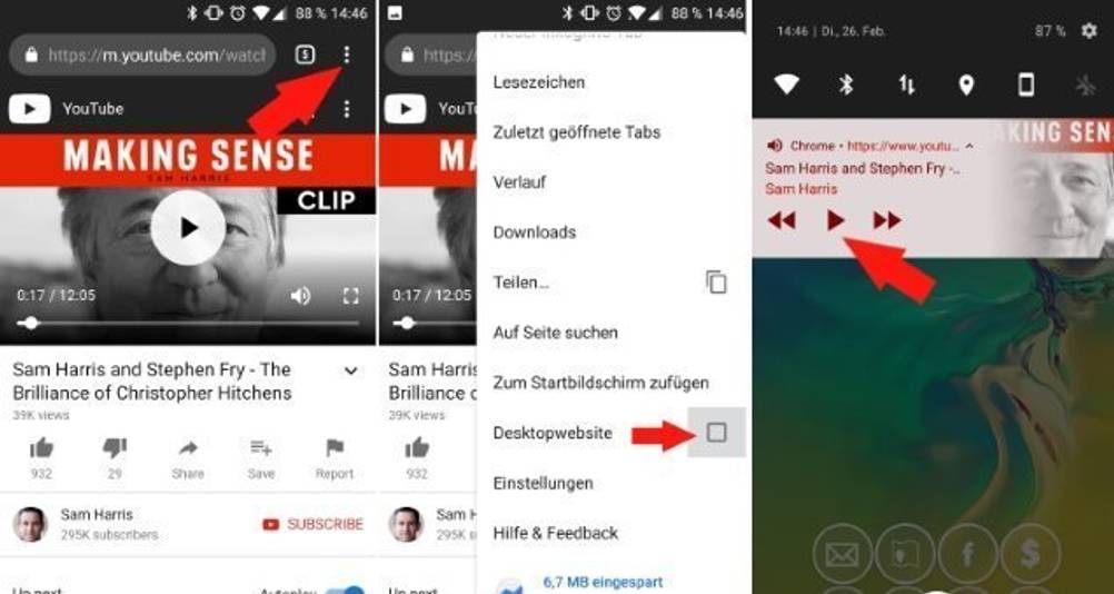 Bildanleitung zur Youtube-Hintergrundfunktion