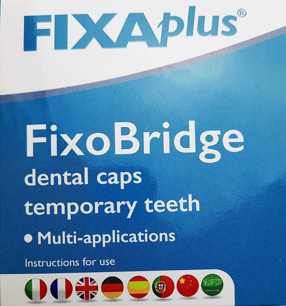 Zahnzement im Test: Nahaufnahme der Verpackung mit Informationen.