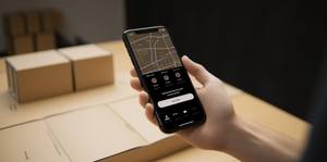 Zeiterfassung im Test: Ein Person hält ein Smartphone mit einer Karte auf dem Display in der Hand.