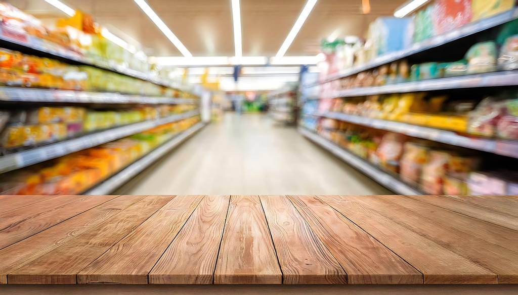 Zuckerfreie-Süssigkeiten-Test: Aufnahme zweier Regale in einem Supermarkt. 