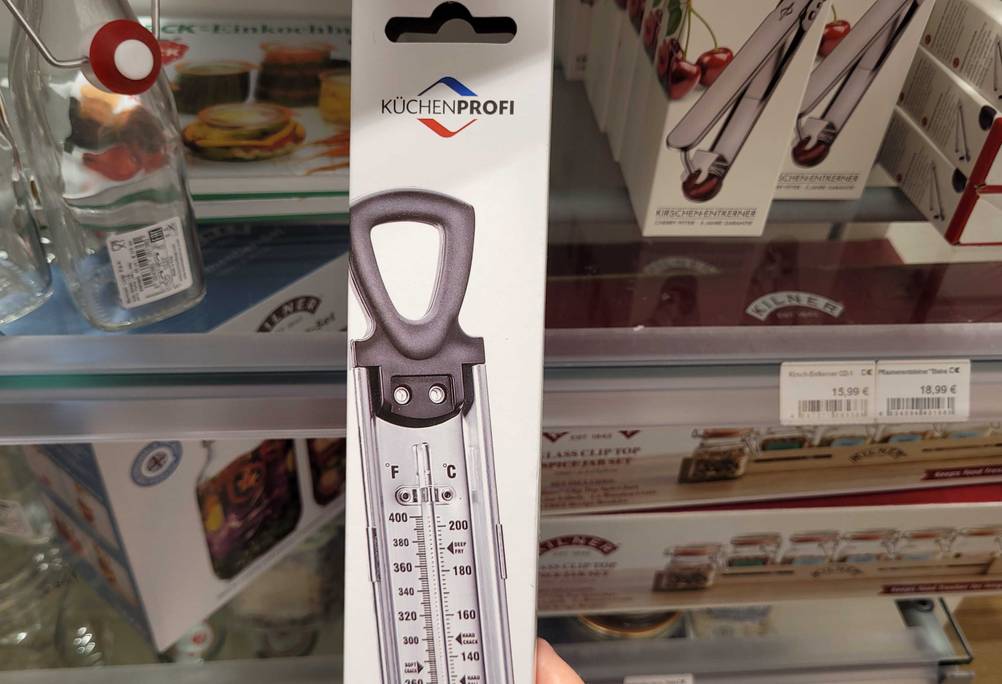 Zuckerthermometer-Test: Nahaufnahme der Grafik auf der Verpackung.