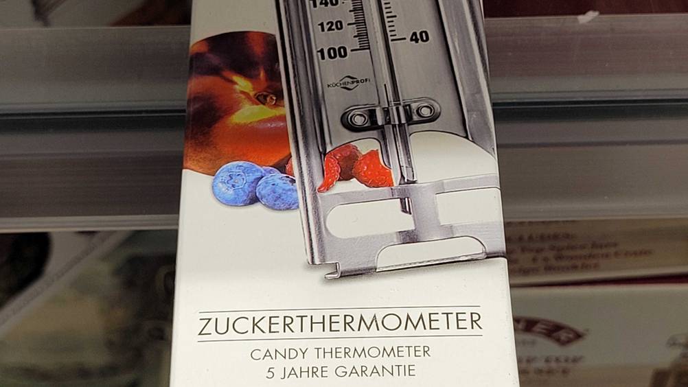 Zuckerthermometer getestet: Nahaufnahme der Verpackung mit Artikelbezeichnung.