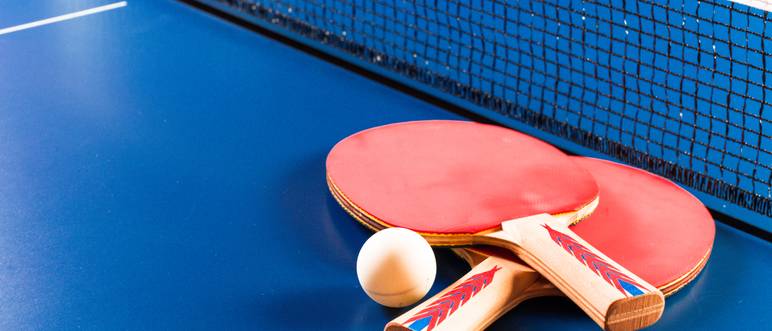 tischtennisschläger auf platte