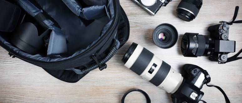 kamerarucksack mit equipment